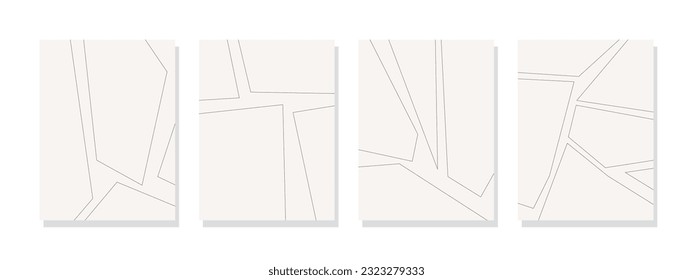 Abstract line art set featuring aesthetic shapes, perfect for wall decor, prints, postcards, posters, and brochures.