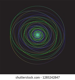 abstract line art a shape with color in a black background