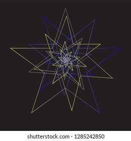 abstract line art a shape with color in a black background