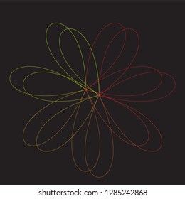 abstract line art a shape with color in a black background