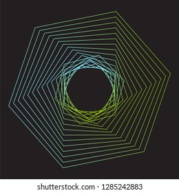 abstract line art a shape with color in a black background