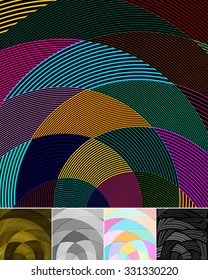 Abstract line art shaped backgrounds. Vector illustrations.