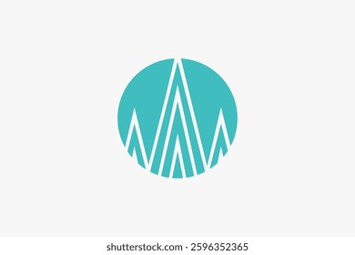abstract line art sharp mountain in circle logo 