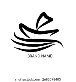 abstrakte Linie Kunst Schiff und Welle Ornament Design logo.eps
