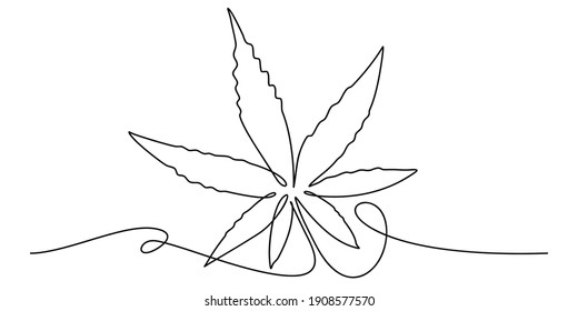 Abstract Line Art Sign Or Shape Of Cannabis Leaf Vector Illustration