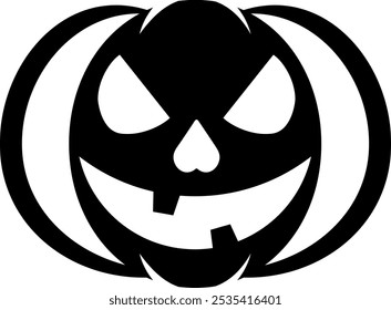 Abstract line art silhouette of a pumpkin for Halloween designs. Minimalist and stylish depiction of a pumpkin ideal for creative projects, decorations, or invitations, this line art silhouette. 