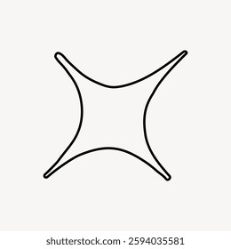 Abstract line art of a star-like shape with curved edges on a plain background. Minimalist design featuring a star-like form with flowing lines. Isolated vector illustration.