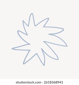 Abstract line art of a star-like shape with jagged edges, drawn in light blue on a white background. The abstract design features sharp, pointed lines vector design.
