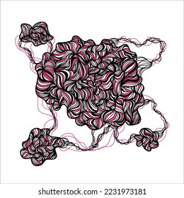 Abstract line art synchronized with black and pink colors and also the dynamics of lines that connected each planet 
