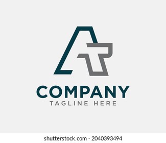 abstract line art a t at initial business company logo template