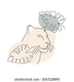Resumen de la cabeza del tigre de arte de la línea. Los tigres se enfrentan al arte moderno. Huella de camisetas, afiche de minimalistas