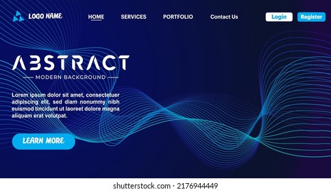 Abstract line art vector background  website Landing Page  Template for websites Wave and lines created using blend tool Abstract gradient background and coloured dynamic waves 