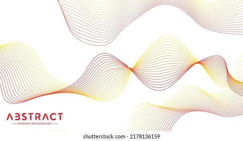 Abstract line art vector background.Vector abstract background with a red and yellow dynamic waves, lines and particles. Vector illustration.