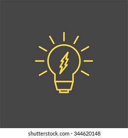 Abstract line art vector icon of a lightbulb
