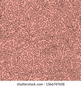 Abstract line art vector seamless pattern on pink background