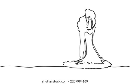 Abstract line art wedding couple design