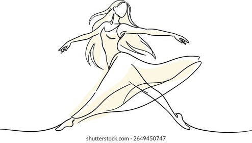 Abstract Line Art of a Woman Dancing – Minimalist Graceful Female Silhouette for Tattoos, Logos, and Wall Prints