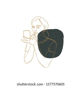 Abstract line art, woman portrait face, continuous contour concept, fashion minimal drawing, simple vogue sketch, beauty logo. 