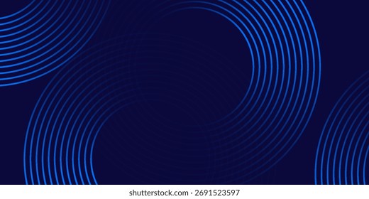 Fondo de línea abstracta. Líneas geométricas brillantes azules Abstractas Modelo azul brillante moderno de las líneas circulares. Traje para el folleto del Anuncio de la cubierta.