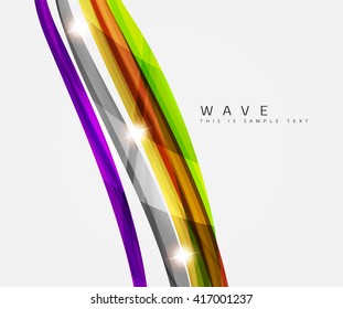 Abstract line background - color curve stripes in motion concept and with light and shadow effects. Presentation banner and business card message design template