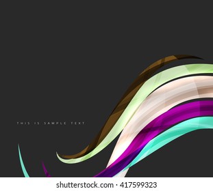 Abstract line background - color curve stripes in motion concept and with light and shadow effects. Presentation banner and business card message design template