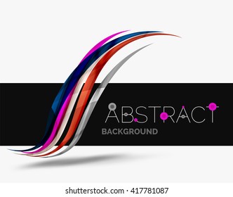 Abstract line background - color curve stripes in motion concept and with light and shadow effects. Presentation banner and business card message design template