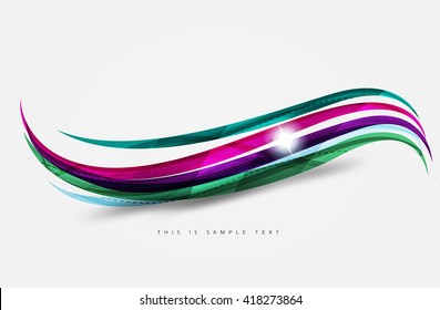 Abstract line background - color curve stripes in motion concept and with light and shadow effects. Presentation banner and business card message design template