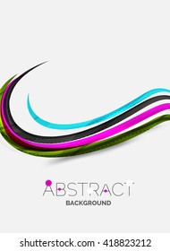 Abstract line background - color curve stripes in motion concept and with light and shadow effects. Presentation banner and business card message design template