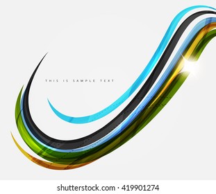 Fondo de línea abstracta - franjas de curva de color en el concepto de movimiento y con efectos de luz y sombra. Banner de presentación y plantilla de diseño de mensajes de tarjeta de visita