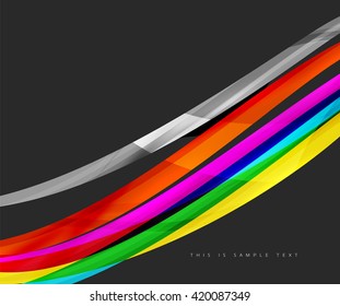 Abstract line background - color curve stripes in motion concept and with light and shadow effects. Presentation banner and business card message design template