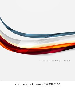 Abstract line background - color curve stripes in motion concept and with light and shadow effects. Presentation banner and business card message design template
