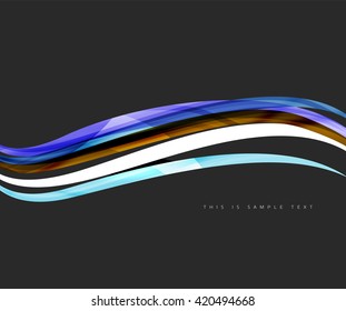 Abstract line background - color curve stripes in motion concept and with light and shadow effects. Presentation banner and business card message design template