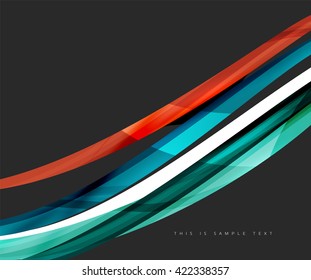 Abstract line background - color curve stripes in motion concept and with light and shadow effects. Presentation banner and business card message design template