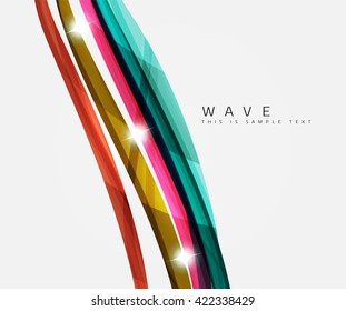 Abstract line background - color curve stripes in motion concept and with light and shadow effects. Presentation banner and business card message design template