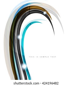Abstract line background - color curve stripes in motion concept and with light and shadow effects. Presentation banner and business card message design template