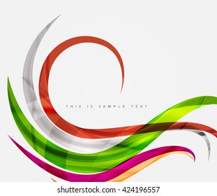 Abstract line background - color curve stripes in motion concept and with light and shadow effects. Presentation banner and business card message design template
