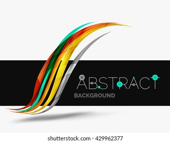 Abstract line background - color curve stripes in motion concept and with light and shadow effects. Presentation banner and business card message design template