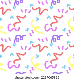 Abstract line background colorful seamless pattern isolated on white background