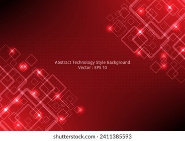 Abstract line background cover design, two sets of square frames that overlap each other with glowing lights on two corner, red color tone
