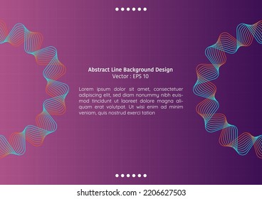 Abstract Line Background Design, Two Groups Of Line In Circular Ribbon Stripe Style, On Grid And Gradient Background