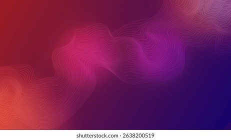 Abstract line background with flowing wave shape in purple and red gradient colors