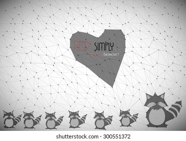 abstract line background with fox  cartoon and heart shape