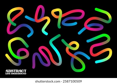 Abstract line background with gradient. Swirl Elements with Gradients. Carnival 3D Pattern. On black background