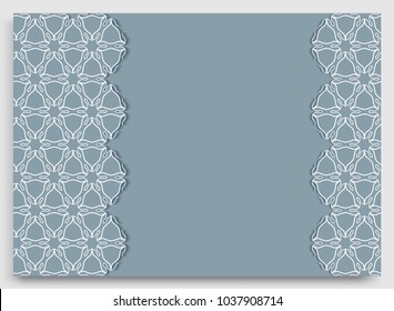 Abstract line background with place for the text. Greeting card, Wedding invitation template. Geometric trendy linear background, lace border texture, tribal ethnic arabic, indian decorative ornament