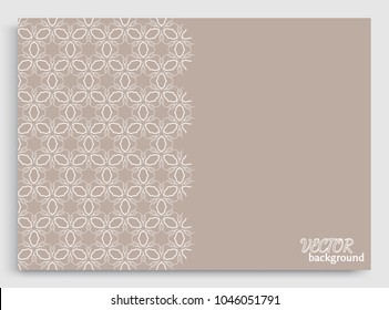 Abstract line background with place for the text. Greeting card or Wedding invitation template. Geometric trendy linear background, lace texture, tribal ethnic arabic, indian decorative ornament