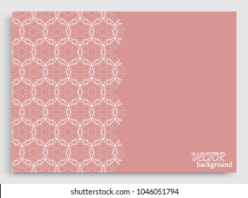 Abstract line background with place for the text. Greeting card or Wedding invitation template. Geometric trendy linear background, lace texture, tribal ethnic arabic, indian decorative ornament