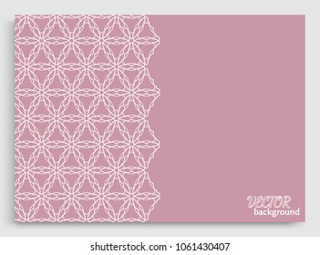 Abstract line background with place for the text. Greeting card or Wedding invitation template. Geometric trendy linear background, lace texture, tribal ethnic arabic, indian decorative ornament