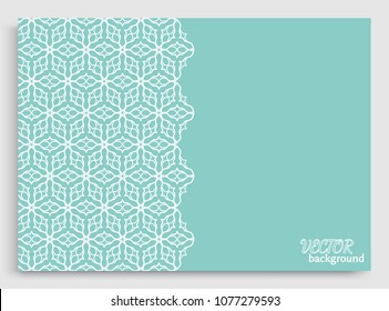 Abstract line background with place for the text. Greeting card or Wedding invitation template. Geometric trendy linear background, lace texture, tribal ethnic arabic, indian decorative ornament
