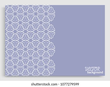 Abstract line background with place for the text. Greeting card or Wedding invitation template. Geometric trendy linear background, lace texture, tribal ethnic arabic, indian decorative ornament