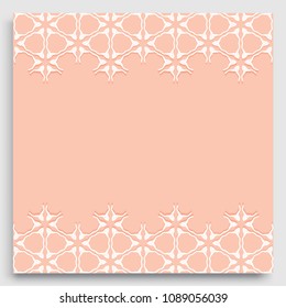 Abstract line background with place for the text. Greeting card, Wedding invitation template. Geometric trendy linear background, lace border texture, tribal ethnic arabic, indian decorative ornament